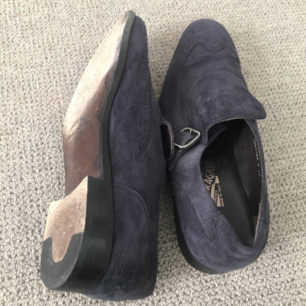 Ferragamo Midnight Blue Suede men's italian shoes - Picture 6 of 8